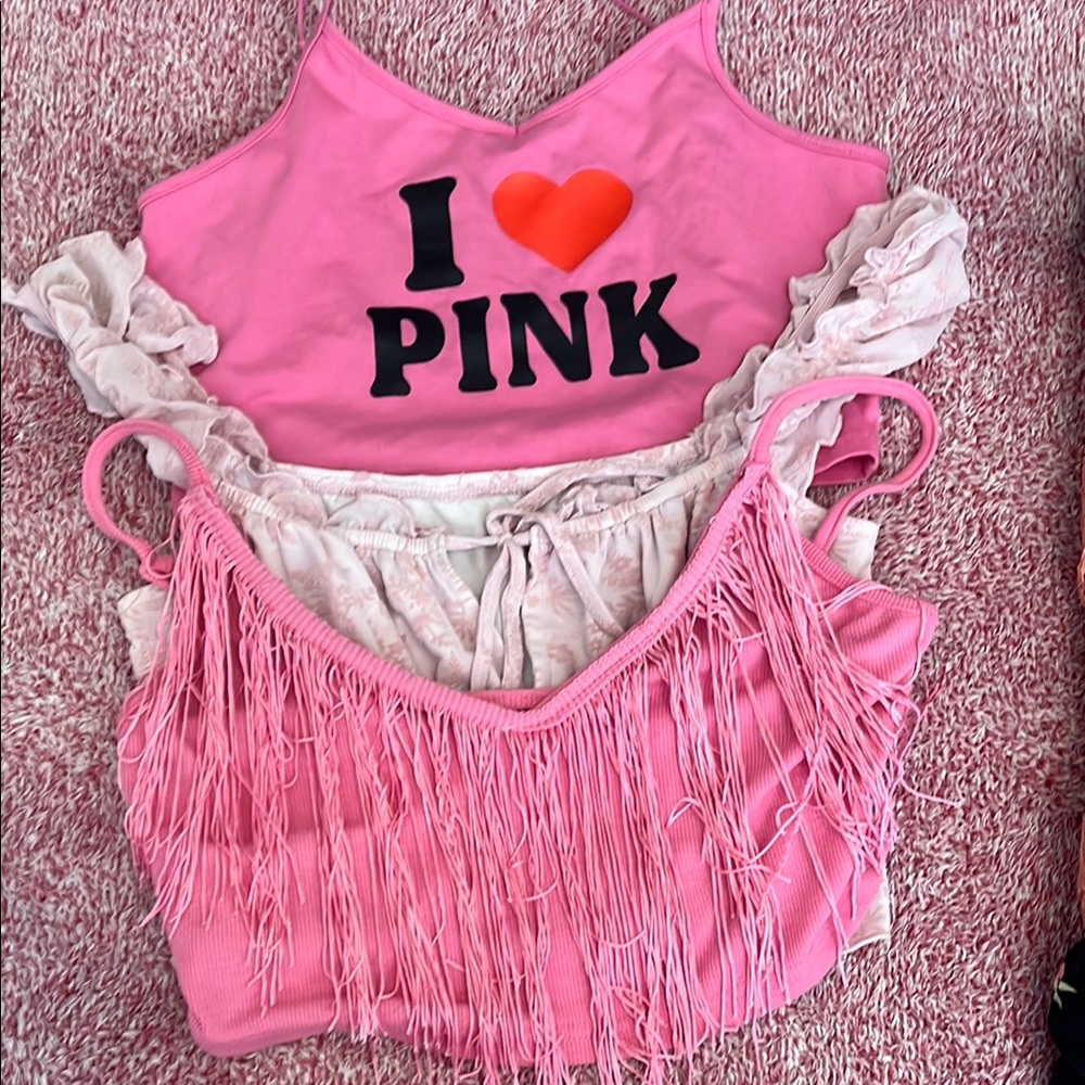 Pink Kids Fringe Top